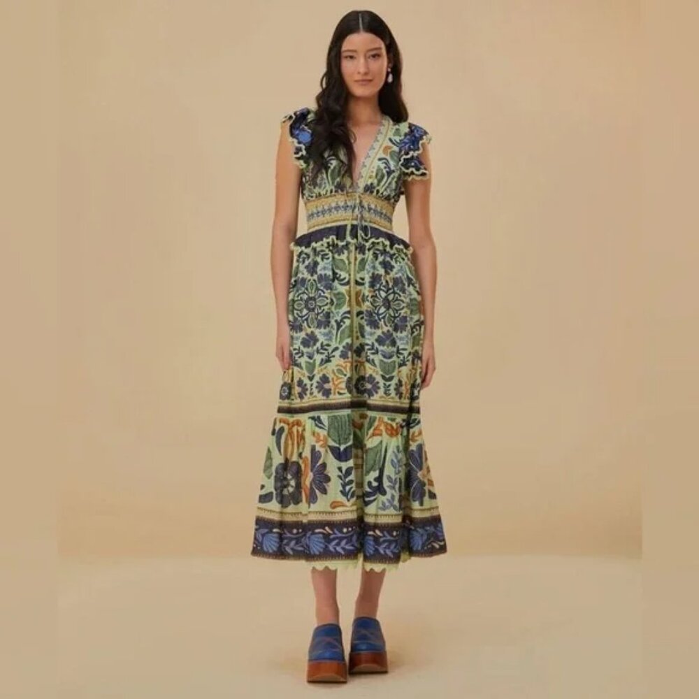 FARM Rio Ocean Tapestry Maxi Dress Size Small - Picture 3 of 16